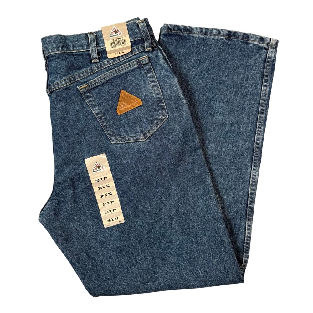 Bulwark FR Jeans Mens 36x32 Blue CAT2 Flame Resistant Workwear NWT PEJ6SW3 Denim
